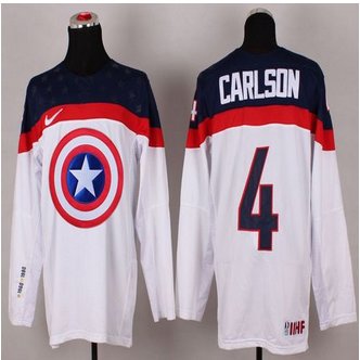Olympic Team USA #4 John Carlson White Captain America Fashion Stitched NHL jersey