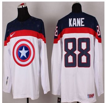 Olympic Team USA #88 Patrick Kane White Captain America Fashion Stitched NHL jersey