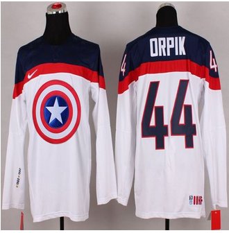 Olympic Team USA #44 Brooks Orpik White Captain America Fashion Stitched NHL jersey