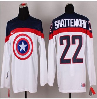 Olympic Team USA #22 Kevin Shattenkirk White Captain America Fashion Stitched NHL jersey