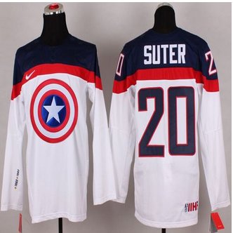 Olympic Team USA #20 Ryan Suter White Captain America Fashion Stitched NHL Jersey