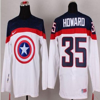 Olympic Team USA #35 Jimmy Howard White Captain America Fashion Stitched NHL jersey