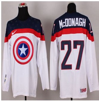 Olympic Team USA #27 Ryan McDonagh White Captain America Fashion Stitched NHL jersey