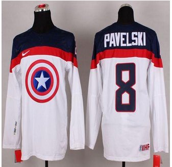 Olympic Team USA #8 Joe Pavelski White Captain America Fashion Stitched NHL jersey