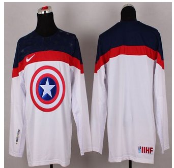 Olympic Team USA Blank White Captain America Fashion Stitched NHL Jersey