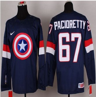 Olympic Team USA #67 Max Pacioretty Navy Blue Captain America Fashion Stitched NHL jersey