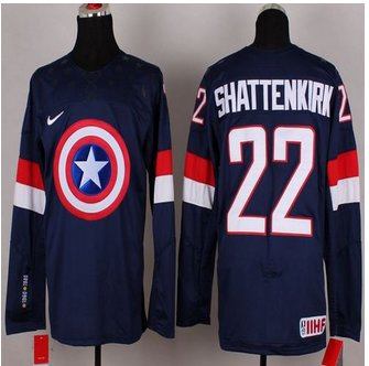 Olympic Team USA #22 Kevin Shattenkirk Navy Blue Captain America Fashion Stitched NHL jersey