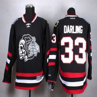 Chicago Blackhawks #33 Scott Darling Black(White Skull) Stitched NHL Jersey