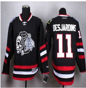 Chicago Blackhawks #11 Andrew Desjardins Black(White Skull) Stitched NHL Jersey