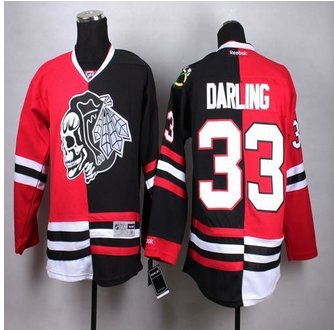 Chicago Blackhawks #33 Scott Darling Red-Black Split White Skull Stitched NHL Jersey