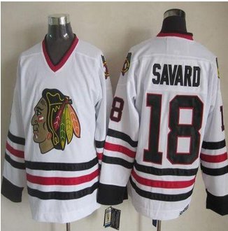 Chicago Blackhawks #18 Denis Savard White CCM Throwback Stitched NHL Jersey