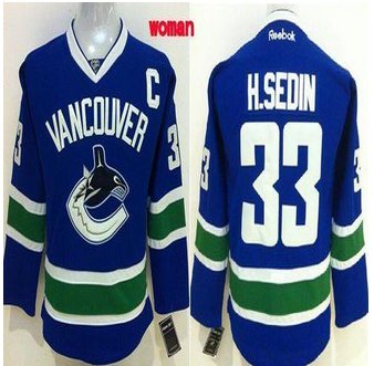 Women Vancouver Canucks #33 Henrik Sedin Blue Home Stitched NHL Jersey