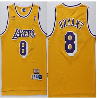 Los Angeles Lakers #8 Kobe Bryant Gold Throwback Stitched NBA Jersey
