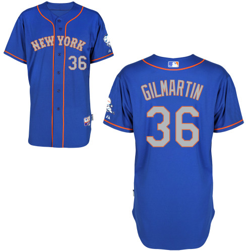 New York Mets #36 Gilmartn Blue Authentic Personalized Alternate Road Jersey