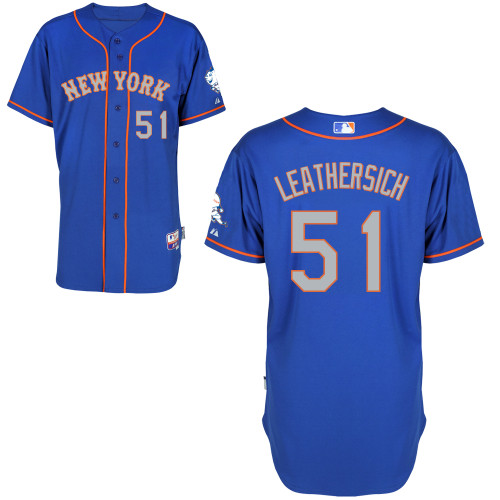 New York Mets #51 Leathersich Blue Authentic Personalized Alternate Road Jersey