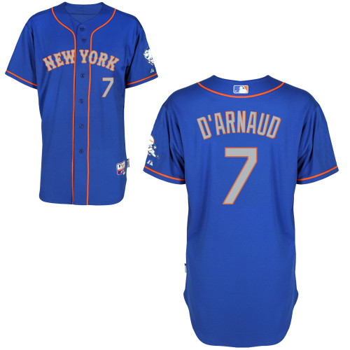New York Mets #7 D'arnaud Blue Authentic Personalized Alternate Road Jersey