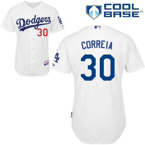 Los Angeles Dodgers#30 Correia Majestic Authentic White Jersey