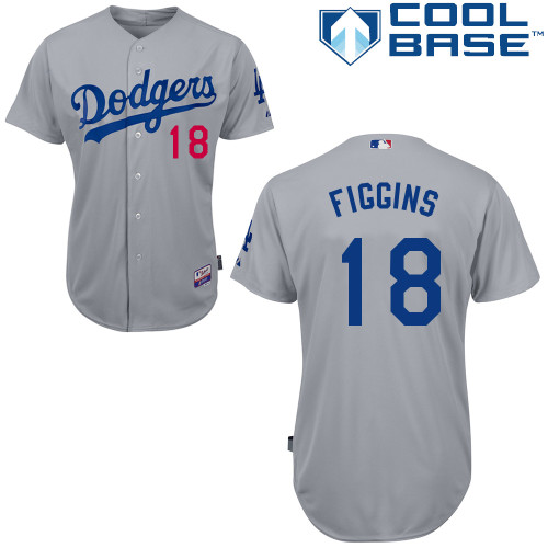 Los Angeles Dodgers#18 Figgins Majestic Authentic Grey Jersey
