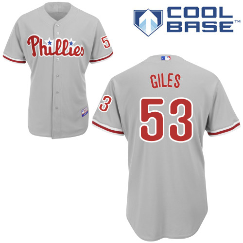 Philadelphia Phillies 2015#53 Giles Personalized Home Gray Jersey