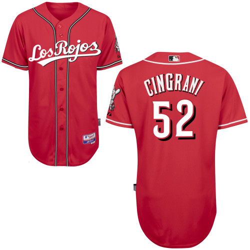 Cincinnati Reds #52 Cingrani Authentic Personalized Alternate Los Rojos red Jersey