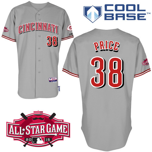 Cincinnati Reds #38 Price Authentic Personalized Road Gray Jersey w2015 All-Star Patch