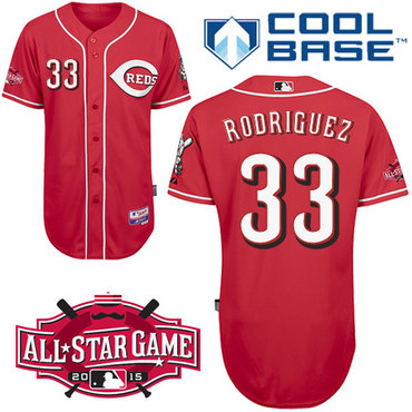 Cincinnati Reds #33 Rodriguez Authentic Personalized Alternate red Jersey w2015 All-Star Patch