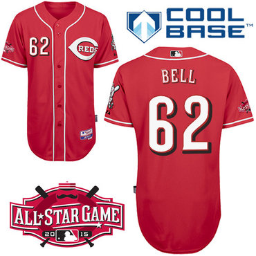 Cincinnati Reds #62 Bell Authentic Personalized Alternate red Jersey w2015 All-Star Patch