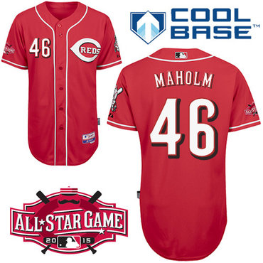 Cincinnati Reds #46 Maholm Authentic Personalized Alternate red Jersey w2015 All-Star Patch