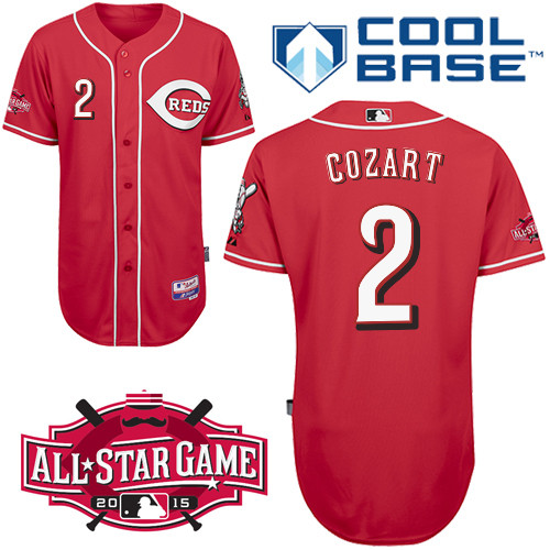 Cincinnati Reds #2 Cozart Authentic Personalized Alternate red Jersey w2015 All-Star Patch