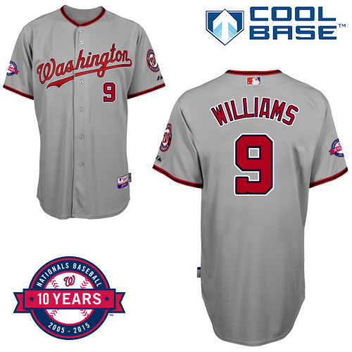 Washington Nationals #9 Williams Authentic Personalized Road Gray Jersey 10th Anniversary Patch