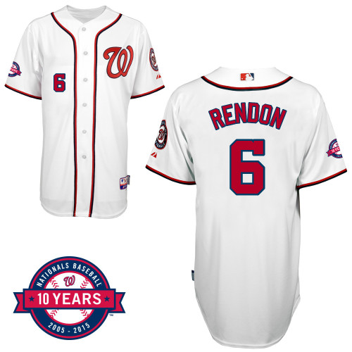 Washington Nationals#6 Rendon Authentic Personalized Home White Jersey 10th Anniversary Patch