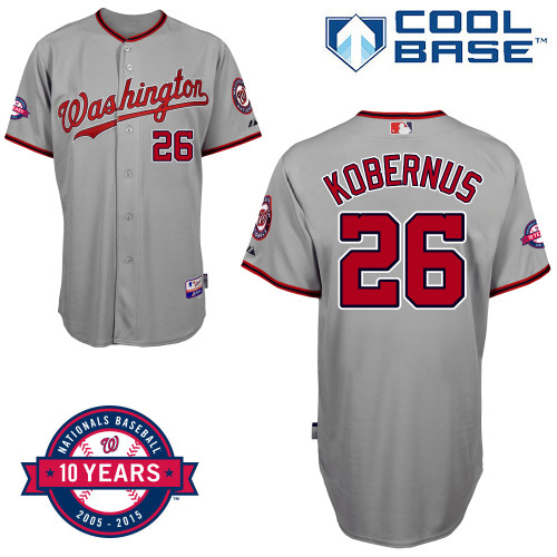 Washington Nationals #26 Kobernus Authentic Personalized Road Gray Jersey 10th Anniversary Patch Washington Nationals #26 Kobernus Authentic Personalized Road Gray Jersey 10th Anniversary Patch