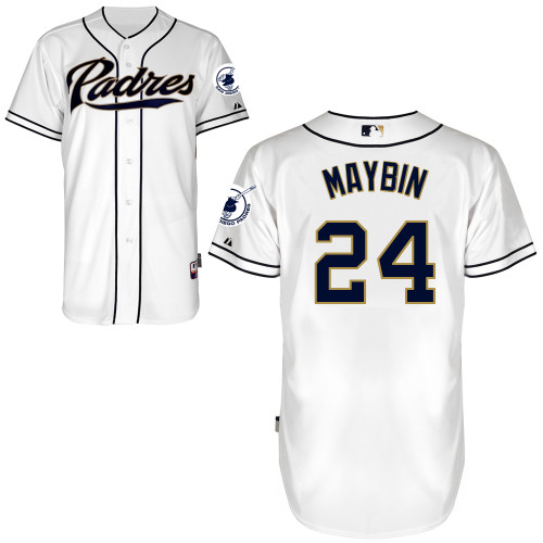 San Diego Padres #24Cameron Maybin Authentic Personalized Home White Jersey
