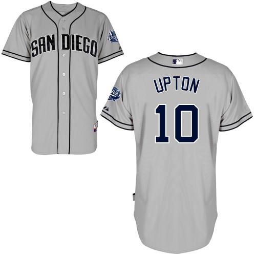 San Diego Padres #10Justin Upton Authentic Personalized Road Gray Jersey