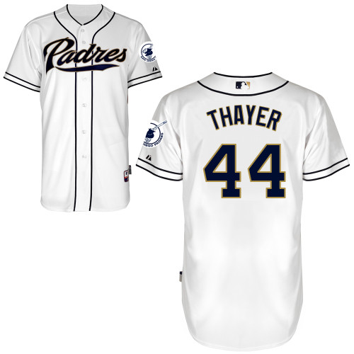 San Diego Padres #44Dale Thayer Authentic Personalized Home White Jersey