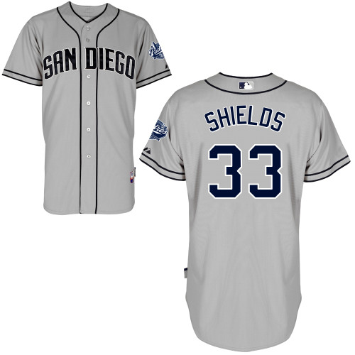San Diego Padres #33James Shields Authentic Personalized Road Gray Jersey