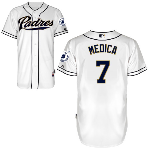 San Diego Padres #7Tommy Medica Authentic Personalized Home White Jersey