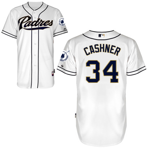 San Diego Padres #34Andrew  Cashner Authentic Personalized Home White Jersey