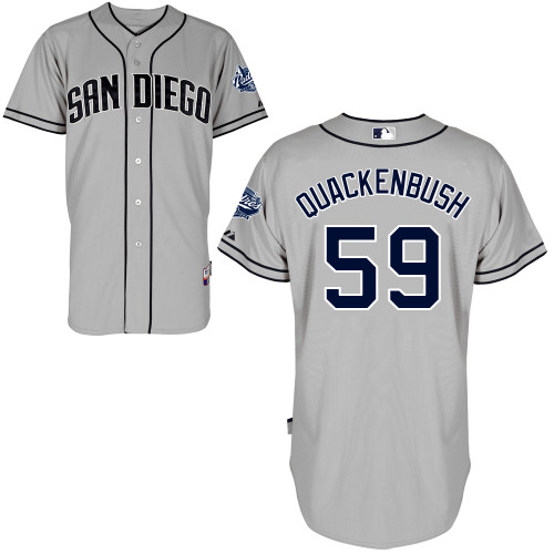 San Diego Padres #59Kevin Quackenbush Authentic Personalized Road Gray Jersey