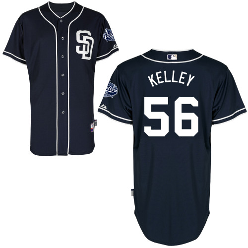 San Diego Padres #56Shawn Kelley Authentic Personalized Alternate Blue Jersey