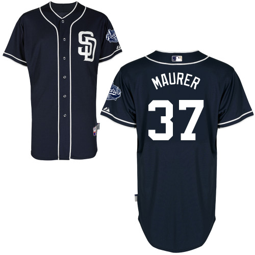 San Diego Padres #37Brandon Maurer Authentic Personalized Alternate Blue Jersey