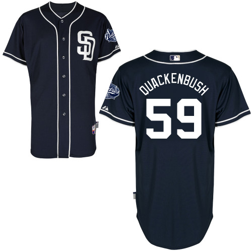 San Diego Padres #59Kevin Quackenbush Authentic Personalized Alternate Blue Jersey