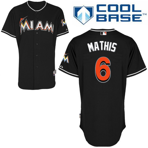 Miami Marlins #6Jeff Mathis Authentic Alternate Black Jersey