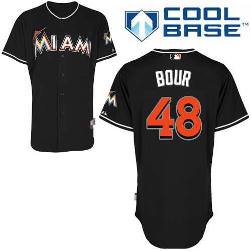 Miami Marlins #48Justin Bour Authentic Alternate Black Jersey