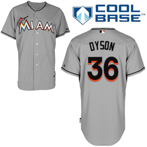 Miami Marlins #36Sam Dyson Authentic Personalized Road Gray Jersey