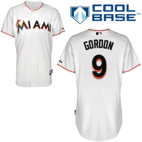 Miami Marlins #9Dee Gordon Authentic Personalized Home White Jersey
