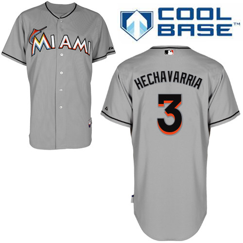 Miami Marlins #3Adeiny HECHAVARRIA Authentic Personalized Road Gray Jersey