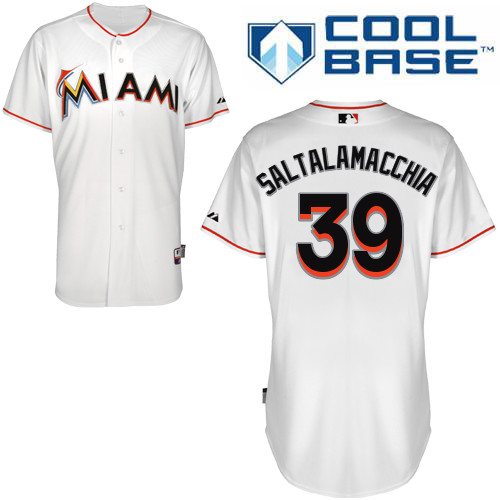 Miami Marlins #39Jarrod Saltalamacchia Authentic Personalized Home White Jersey