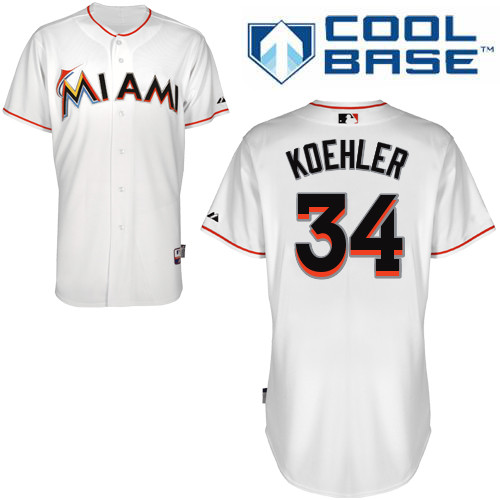 Miami Marlins #34Tom Koehler Authentic Personalized Home White Jersey