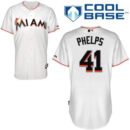 Miami Marlins #41 David Phelps Authentic Personalized Home White Jersey